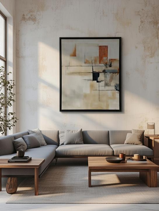 Tela pintadas á mão com  moldura