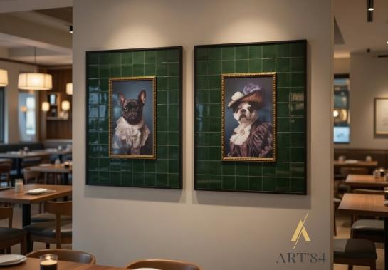 Quadros com fundo em azulejo e foto impressa no interior